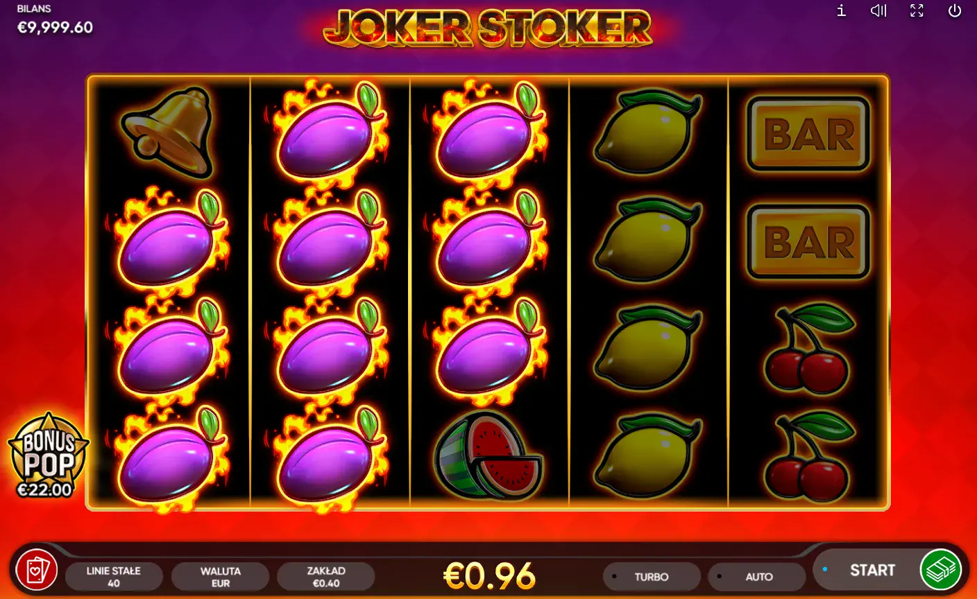 Interfejs demo automatu online: Joker Stoker